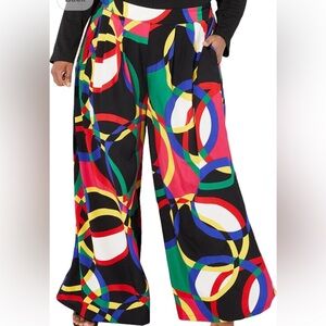 Ashley Stewart Colorful Palazzo Pants Size 14/16 NWOT Wide Leg Statement Pants